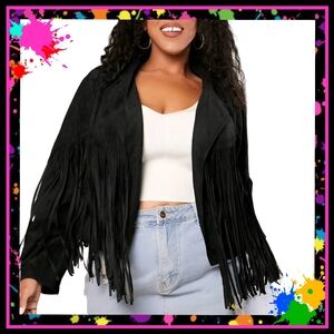 SUEDECLOTH ☆ LIGHTWEIGHT ☆ CROPPED ☆ FRINGE JACKET ☆ 4x ☆ NWT